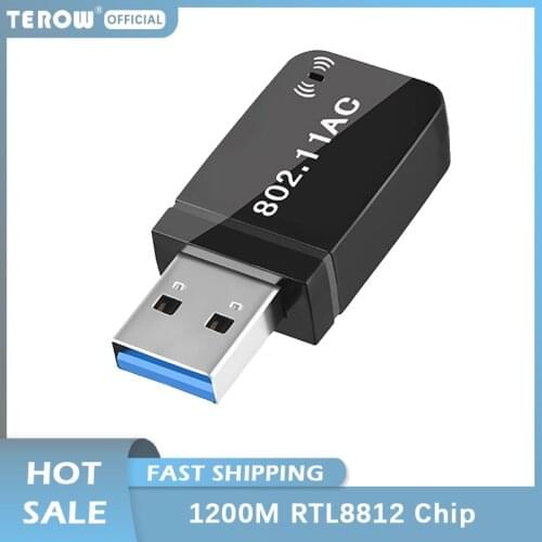 TEROW AC1200 Mini Dual Band Wireless USB Adapter 2.4GHz+5.8GHz Wifi Receiver HIgh Speed Network Card Dongle for Desktop Laptop