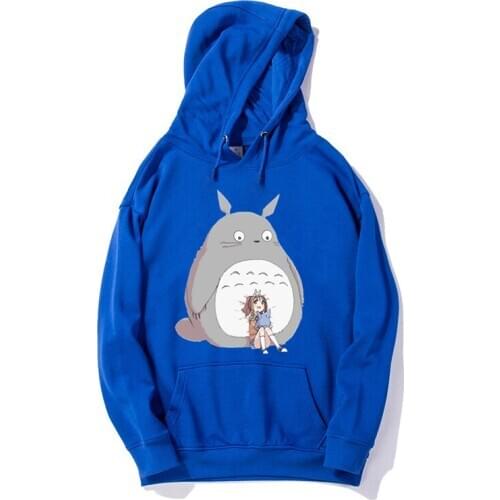 My Neighbor Totoro Hoodie Men Print Streetwear Hooded Sweatshirt Graphic Cotton Fleece Pullover Winter Warm Cosplay Clothing