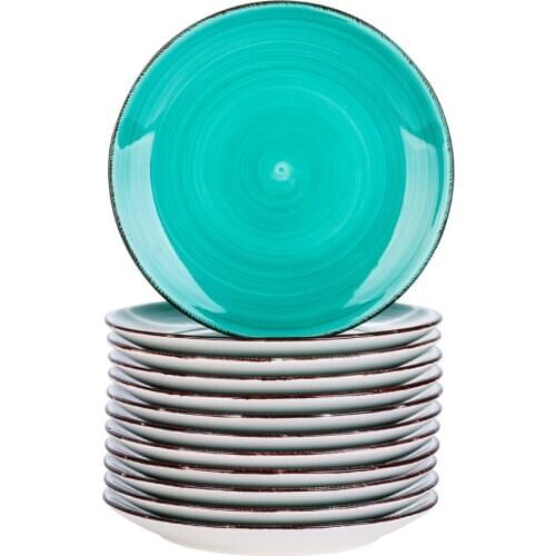 Vancasso Bella-G 4/8/12-Pieces Porcelain Dessert Plate in Vintage Look Ceramic Dessert/Salad/Fruit/Snack Plate Set(20*20*2.5cm)