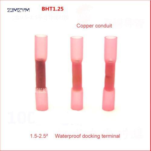 10pcs Waterproof Solder Seal Heat Shrink Solder Butt BHT1.25 / BHT2 Insulated Electrical Wire Cable Crimp Terminals Connectors
