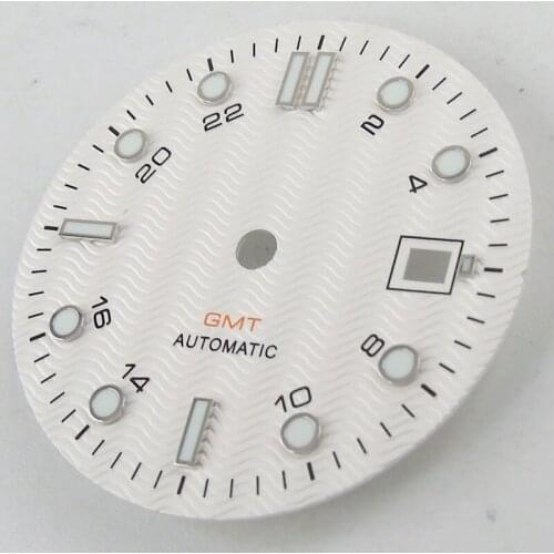High quality Brand 31mm white Watch Dial Plate with Date Window Fit GMT MINGZHU Automatic Movement