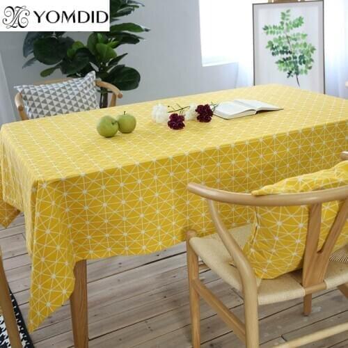 Yellow Soft Tablecloth Home Decor Plain Cotton Table Cloth Rectangular Dinning Table Cloth for Table Picnic Party Pad