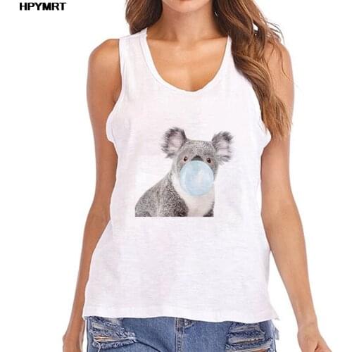 Women Summer Animals blowing bubbles Printing Ladies Cute Tank Tops Clothes Fashion Style Sleeveless Top Lady Sexy Vest Female