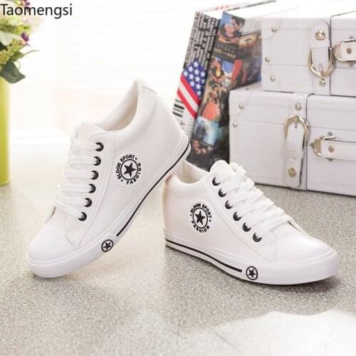 Taomengsi new high canvas shoes in the flat bottom girls shoes tie women leisure students sports shoes