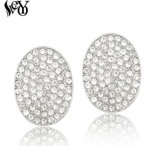 VEYO Trendy Round Full Rhinestone Stud Earrings for Woman Wedding Earring Fashion Jewelry Wholesale