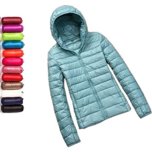 Down jacket women hooded ultra thin 90% Ultra Light duck down coat Female winter large sizes Solid Portable warm jackets woman