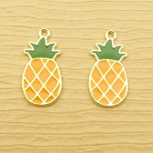 10pcs 13x26mm enamel pineapple charms for jewelry making earring pendant bracelet charm necklace charms diy finding