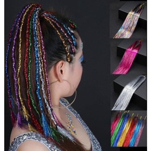 16 Colors Sparkle Shiny Hair Tinsel Party Holographic Hair Accessories Hippie For Braiding Hair Extensions Hair Braiding Tools