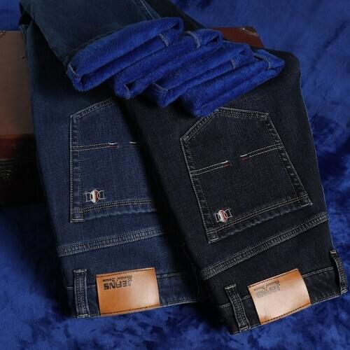 2020 New Men Warm Jeans High Quality Famous Brand Winter Denim Jeans Thicken Fleece Men Jeans Long Trouser 28-46 Denim Jeans