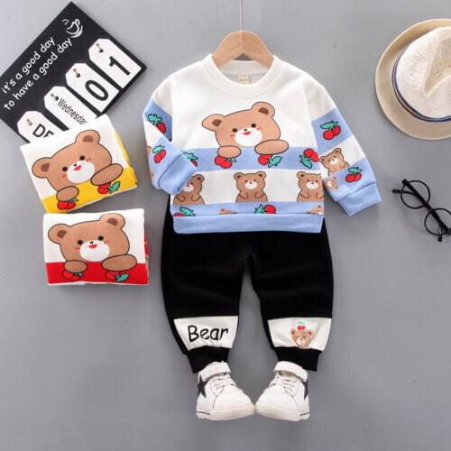 2021 Children Boys Girls Cotton Clothing Fashion Baby Sport T-Shirt Long Pants 2Pcs/Set Spring Autumn Formal Toddler Tracksuits