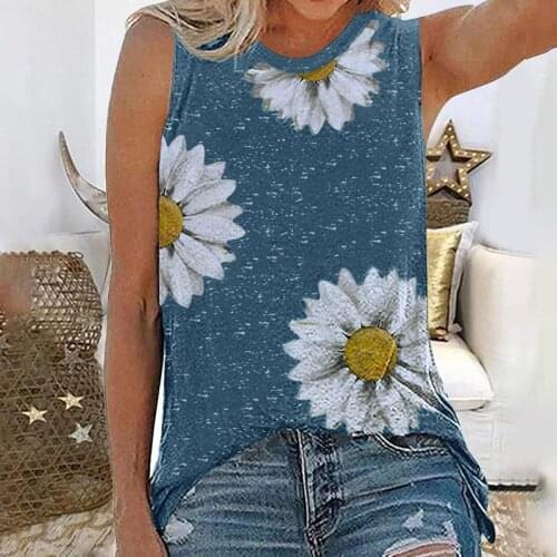 2021 Plus Size S-3XL Fashion Printed Tops for Women Solid Color Sleeveless Crop Tops Casual Loose Sexy Blouses Women Clothing