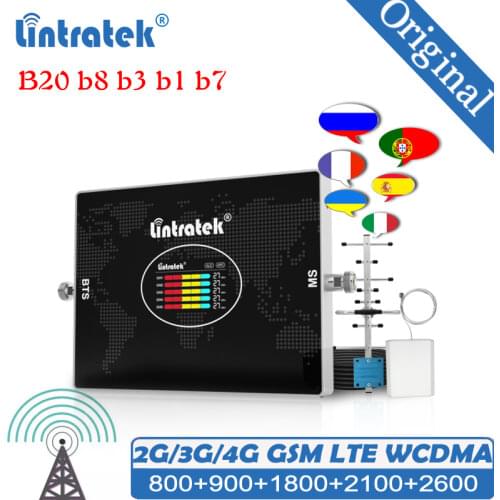 5 Band Signal Booster Repeater 800 900 GSM 2100 1800 LTE 2600 mhz B20 B8 B1 B3 B7 Mobile phone Signal Amplfier For All Countries