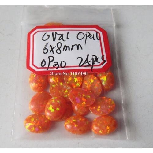 50pcs/ lot OP30 6x8mm Oval Opal Oval Fire Opal Stone ,Synthetic Opal Stone, Oval Cabochon Opal
