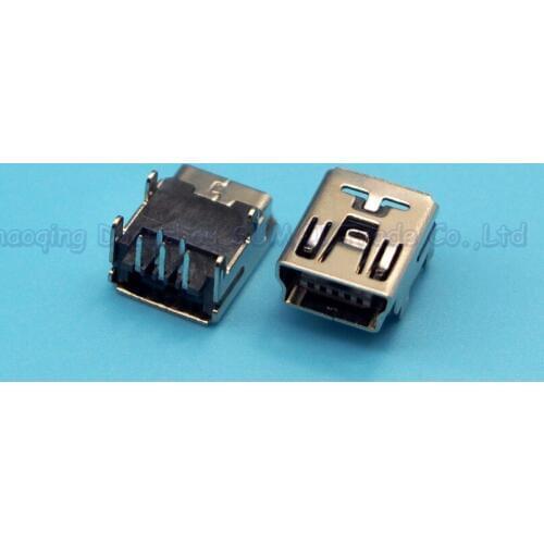 50pcs V3 5pin 90 degree Mini USB female socket connector Mini 5P USB Jack 4 foot