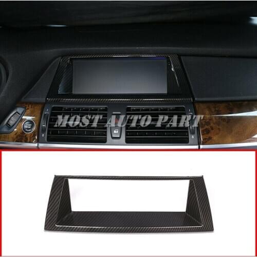 ABS Gloss Black Carbon Fiber Look Interior Centre Console GPS Navigation Frame Cover Trim For BMW X5 X6 E70 E71 2008-2013 1pcs
