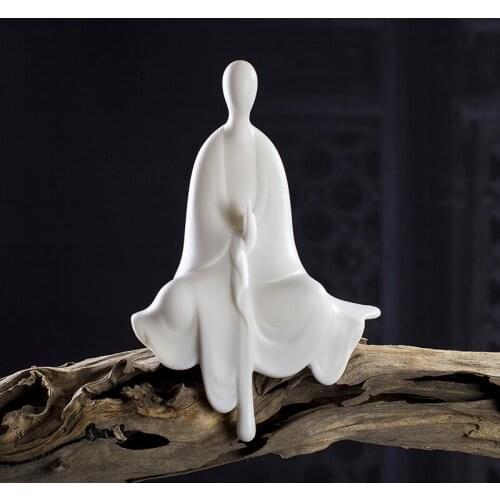 White Porcelain Character Decoration Ceramic Ornaments Buddhastatue Statue Buddhism Sculpture Model Decoration Crafts Statuette