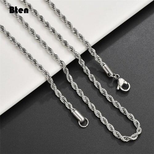 BTEN 2020 Temperament Fashion Cube Rope Chain Men Necklace Classic Stainless Steel Chain Necklace For Men Jewelry Gift