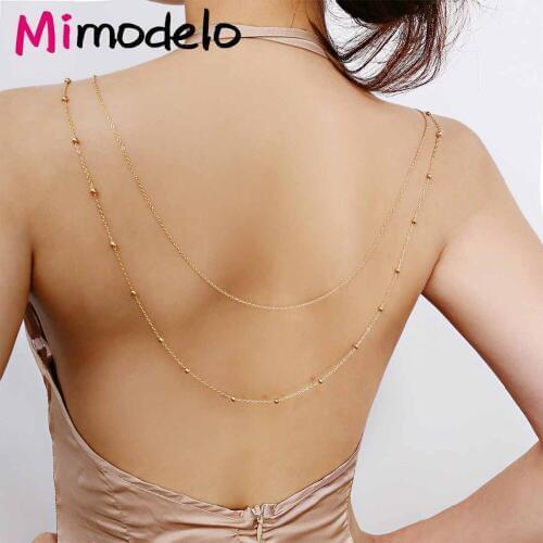 Sexy Temperament Geometric Body Chain Female Simple Creative Copper Bead Chain Multi-Layer Back Chain