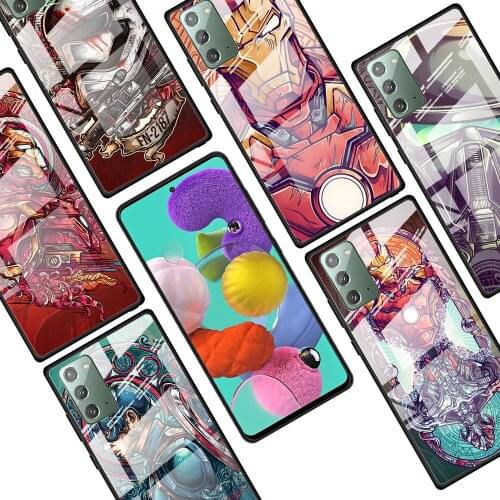 Captain America Iron Man for Samsung Galaxy Note 20 Ultra 10 Lite Plus 9 8 5G A70 A50 A40 A30 A20 Tempered Glass Phone Case