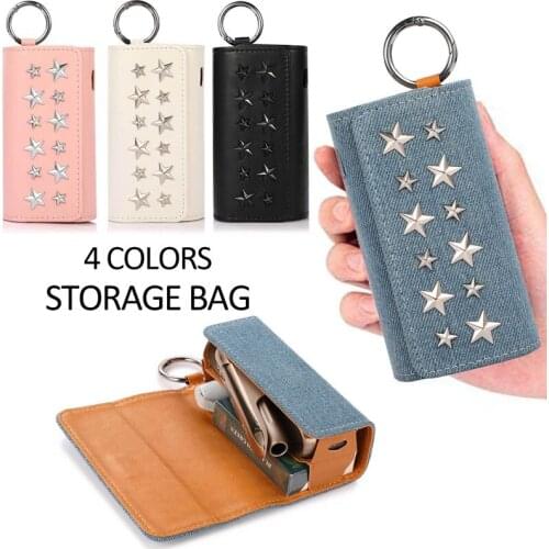 Star Style Rivets Flip Double Book Cover for Iqos 3.0 Duo Case Pouch Bag Holder Cover with Ring Leather Case for Iqos 3.0