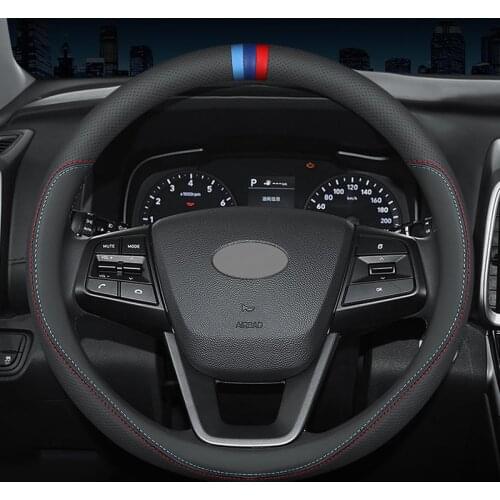 Carbon Fiber Leather Steering Wheel Cover For Hyundai Elantra Starex SantaFe Sonata Tucson i20 Matrix Accent i10 Accessories