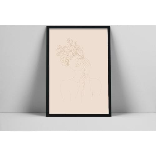 Flower Woman Line Art Print | Minimal Flower Head Poster | Flower Line Wall Art | Simple Line Drawing | PrintDraoster | Earm Col