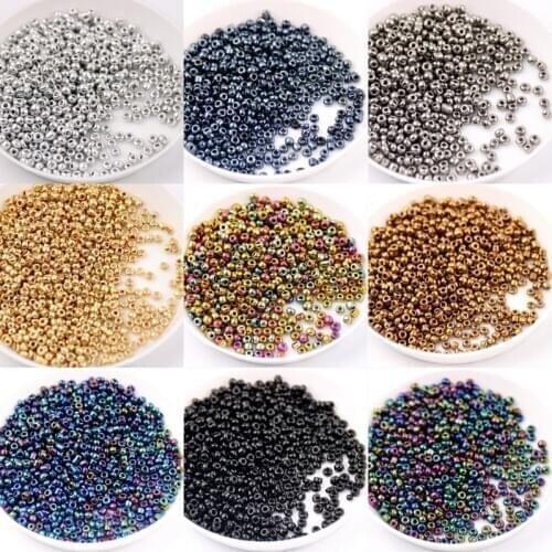 Multi Size 15/0 12/0 8/0 6/0 Electroplated Metallic Color Glass Seedbeads Czech Round Spacer Beads For DIY Jewelry Garments Sew