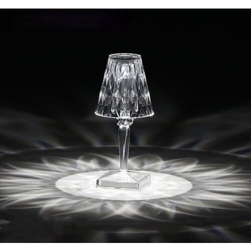 Italy Kartell Ambience Light Nightlight Bedroom Bedside USB Charging Portable Wireless Crystal Diamond Desk Lamp Room Decor