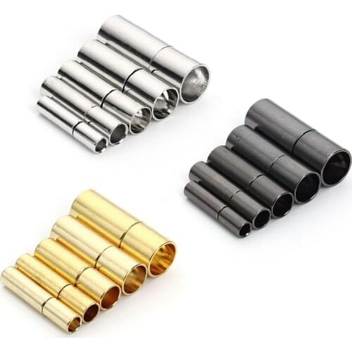 20pcs/lot Gunmetal/Gold/Rhodium Metal End Caps End Clasps Fits 2.5/2/3/4/5/6mm Round Leather Cord for DIY Jewelry Findings