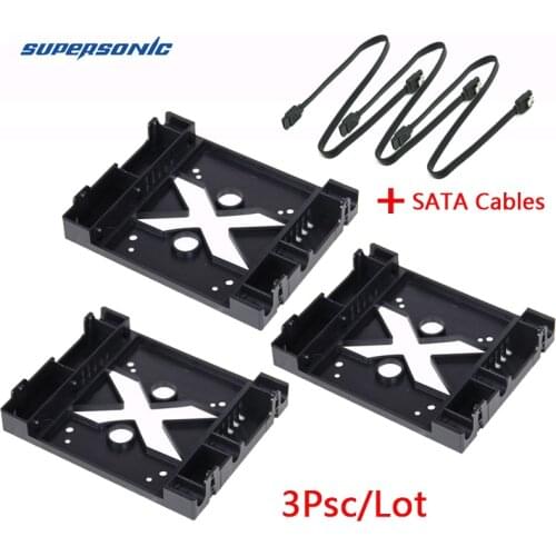 2.5" to 3.5" SSD HDD Hard Drive Holder Mount Bracket Converter Adapter with SATA Cable 3Pcs/Lot 5.25 Optical Drive Position