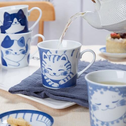Cute Cat Mugs 260ml Ceramic Milk Mug Japanese Style Coffee Scented Tea Water Cups Heat Resistant Creative Gift for Friends