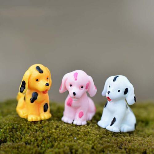 2Pcs Mixed Mini Cute Dog Resin Flatback DIY Craft Embellishments Miniature Fairy Garden Decor Resine Figurine Micro Landscape