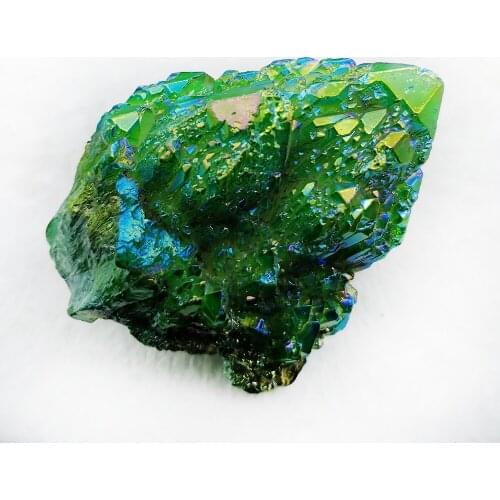 842g Natural Angel Aura keletal Crystal Cluster Grenn Titanium Coating Quartz Cluster Minerals Healing Crystal Home Decoration