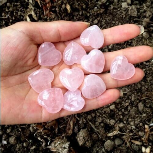 Natural Rose Quartz Heart Shaped Pink Crystal Carved Palm Love Healing Gemstone Lover LX5000
