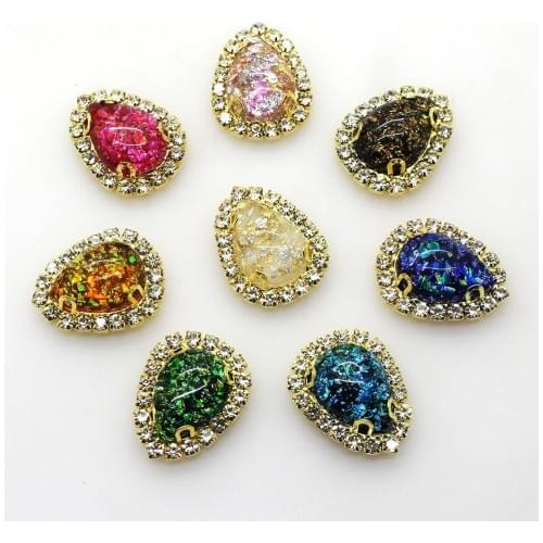 New 10pcs rhinestone water drop button, sewing decoration, festive production, exquisite decorative crystal goods