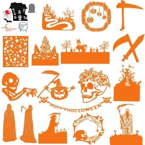 Newest Halloween Skull Pumpkin Ghost Sickle Tomb Guard Metal Cutting Dies for DIY Scrapbooking Craft Paper Cards Making 2019 New