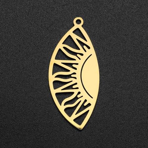 5pcs/lot 100% Gold Stainless Steel Sun Eye Charm Pendant Wholesale Never Fade Top Quality Jewelry Necklace Making