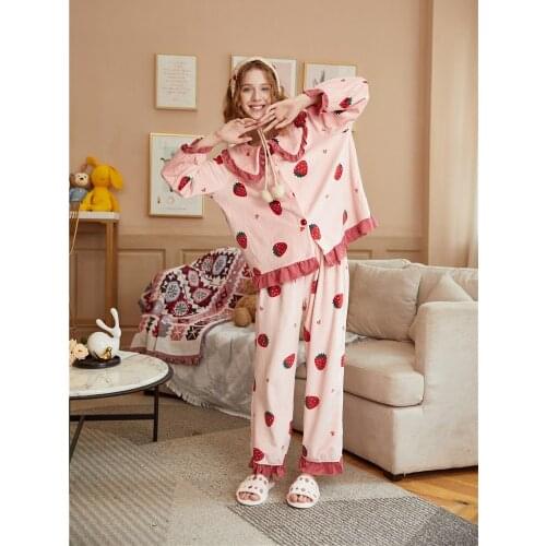 Pijamas Women Clothing Two Peice Sets Soft Comfortable Homewear Two Peice Sets Pink Blue Fashion Cute Pijama Feminino Loose 2020