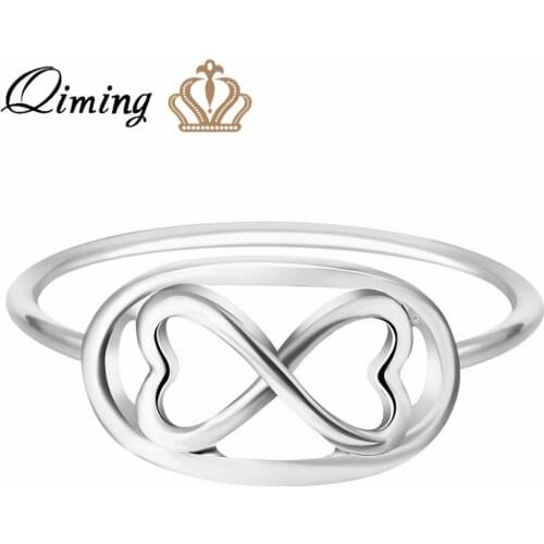 QIMING Geometric Infinite Ring Korean Lucky Jewelry Accessories Wedding Engagement Rings For Women Ladies Bague