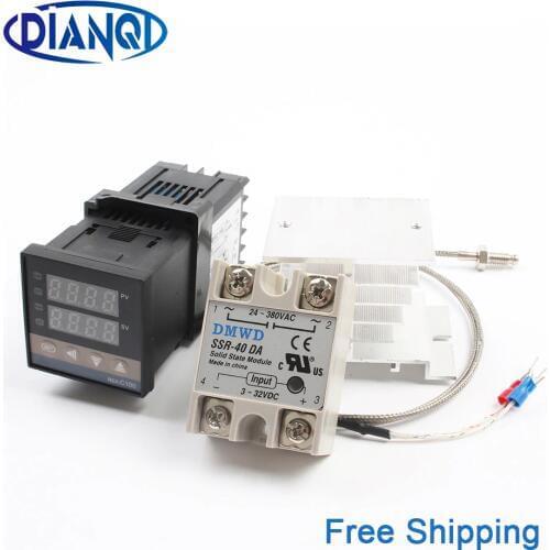 REX-C100 Digital PID Temperature Controller Thermostat SSR output Max40A SSR Relay K Thermocouple Probe RexC-100 110V ~240V