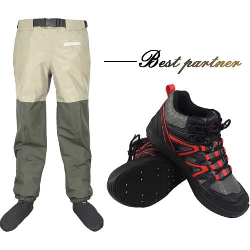 Fly Fishing Waders Breathable Waterproof Stocking foot River Wader Pants for Men and Women shoes sets new 2021 Felt Sole Nails