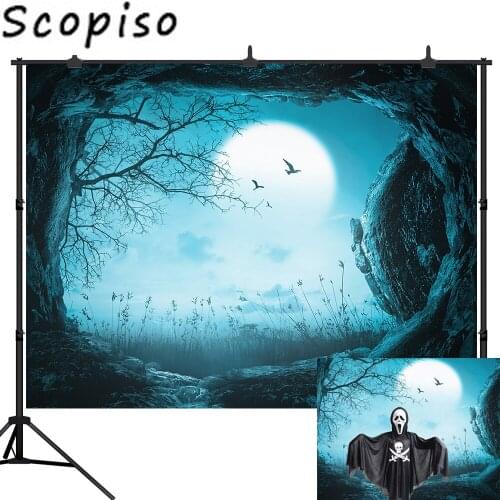 Scopiso Halloween photography backdrops kids Cave round moon Photographic backgrounds For portrait Photography Studio backdrop
