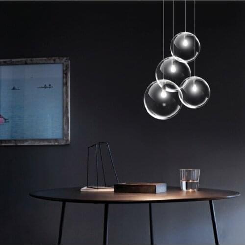 Modern Glass Ball Gold Pendant Light Kitchen Sink Living Room Dining Room Deco Hanging Ceiling Lamps LED Suspension Lamps PA0466