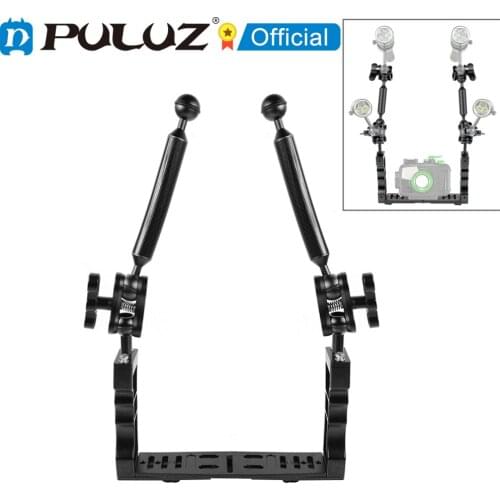 PULUZ Dual Handle Aluminium Diving Tray Stabilizer &Dual Ball Aluminum Alloy Clamp & Floating Arm for Underwater Camera Housings