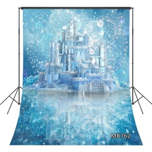 Winter Snow Scene Frozen Ice Fairytale Castle Photography Backdrops Children kids Baby Portrait Photo Background Studio Props