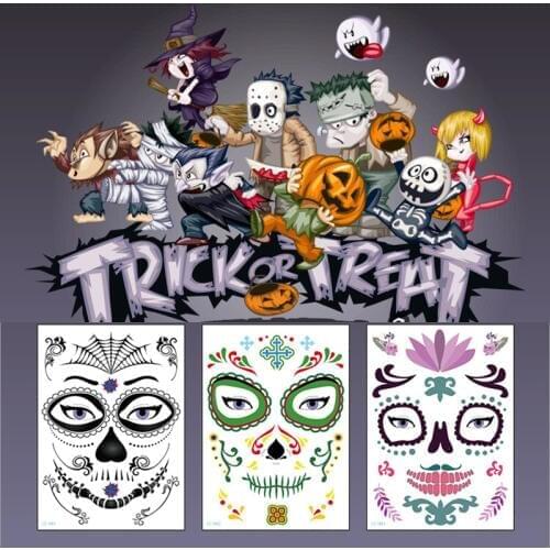 Suger Skull tattoo Halloween Lace Beauty Tattoo Waterproof Temporary Tattoos Stickers party Mexican New Day of The Dead Skull