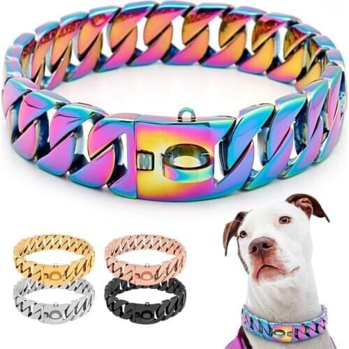 Super Strong Dog Chain Collar Pet Dogs Slip Choke Collars Stainless Steel Chian Necklace for Medium Large Dogs Pitbull Bulldog