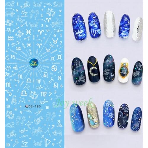 Water sticker for nail art all decorations sliders constellation horoscope adhesive nails design decals manicure accessoires