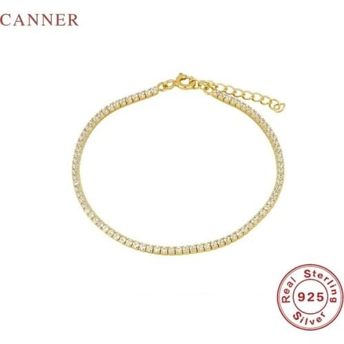 CANNER Cubic Zirconia Tennis Bracelet 925 sterling silver Bracelet For Women Pulseras Mujer Bracelets Charms Jewelry Armband