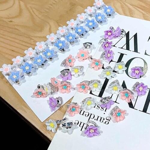 10pcs/set Colorful Flower Mini Hair Claws Korean style Sweet Hair Clips Small Hairpins Buckle for Women Girls DIY Hair Styling